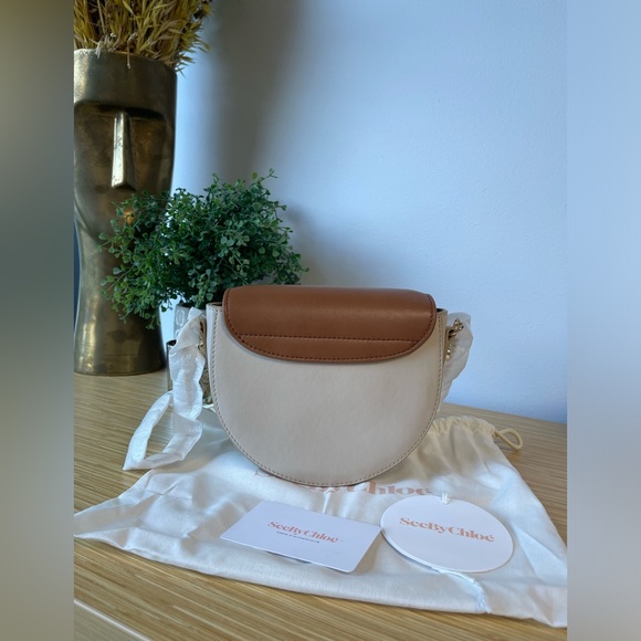 See by Chloe Women Cowhide Mara Chain Strap Evening Leather Bag Cement Beige - Picture 7 of 8